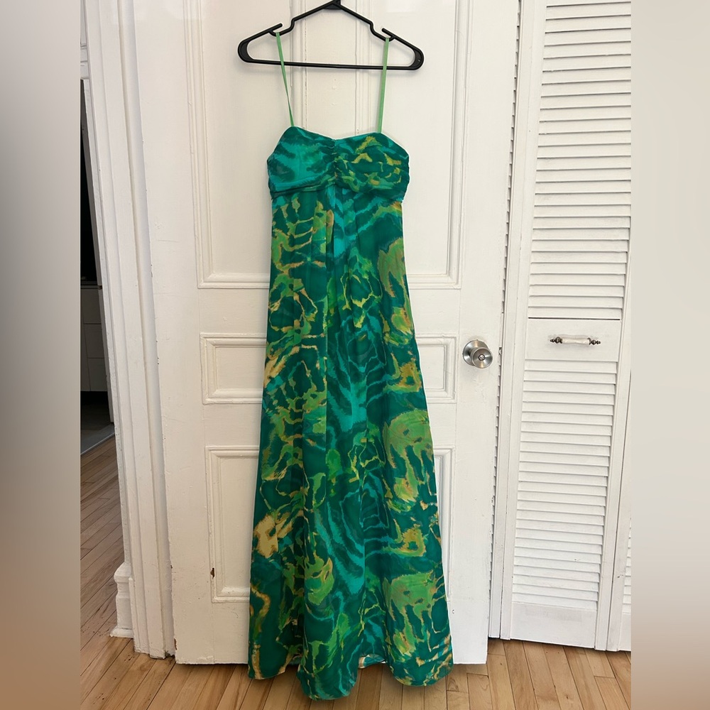 BCBG Vibrant Green and Blue Maxi Dress